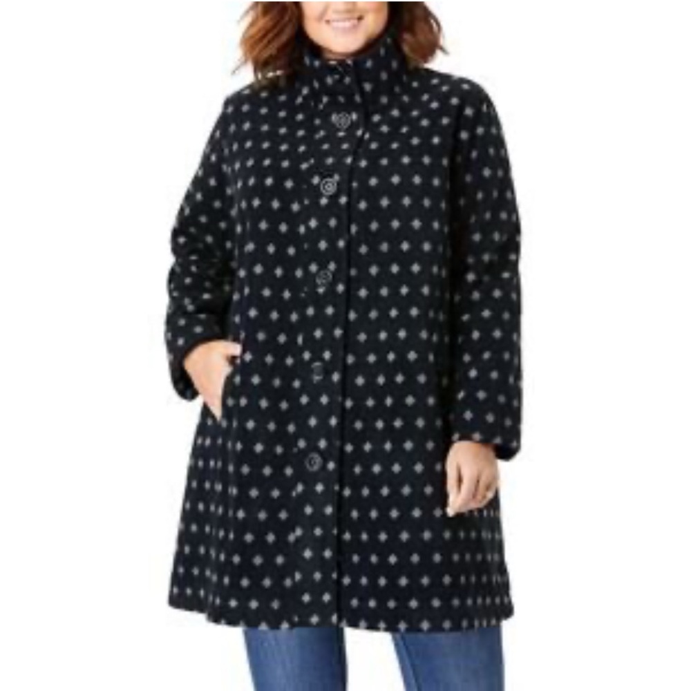 Woman Within Dark Patterned Swing Coat Sz 1X